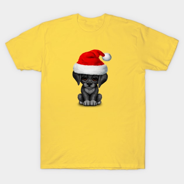 Black Lab Puppy Wearing a Santa Hat T-Shirt by jeffbartels